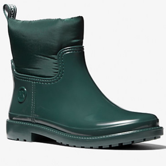 Michael Kors Blakely Logo Tape PVC/Nylon Rain Boot “Racing Green” LIKE NEW! SZ 9 - Picture 2 of 15